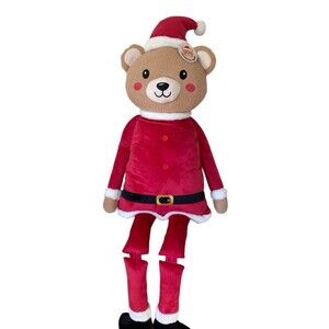 55" Christmas Bear Plush Decorative Pillow Santa Outfit Large Holiday